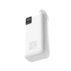 Wozinsky W8-W Power Bank 30000mAh 30W - 2x USB-A + USB-C + Zseblámpa - Fehér
