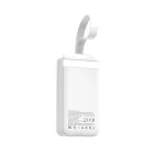 Wozinsky W8-W Power Bank 30000mAh 30W - 2x USB-A + USB-C + Zseblámpa - Fehér
