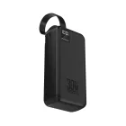 Wozinsky W8-W Power Bank 30000mAh 30W - 2x USB-A + USB-C + Zseblámpa - Fekete