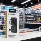 Wozinsky W11-B Power Bank 10000mAh 10W + Beépített Kábelek és Lámpa - Fekete