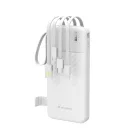 Wozinsky W11-W Power Bank 10000mAh 10W + Beépített Kábelek és Lámpa - Fehér