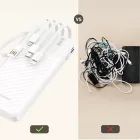 Wozinsky W11-W Power Bank 10000mAh 10W + Beépített Kábelek és Lámpa - Fehér