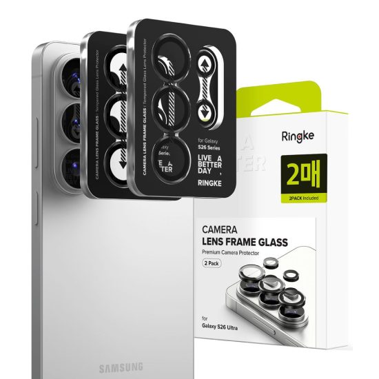 Samsung Galaxy S26 Ultra Lencsevédő - Ringke Camera Lens Frame Glass x 2 db - Fekete