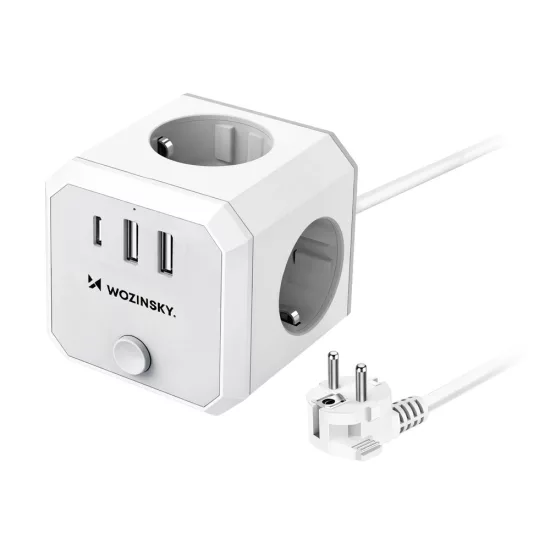 Wozinsky Power Cube 4000W - 4xAC 2xUSB-A 1xUSB-C - 1.8m - Fehér