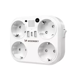   Wozinsky Hálózati Elosztó 4000W - 4x AC + 2x USB-A + 1x USB-C - Fehér