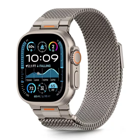 Apple Watch (44/45/46/49mm) Óraszíj - Tech-Protect Milano Vanguard - Titán