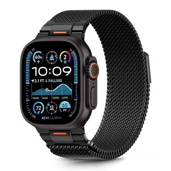 Apple Watch (44/45/46/49mm) Óraszíj - Tech-Protect Milano Vanguard - Fekete