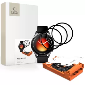   Xiaomi Watch 5 Kijelzővédő Fólia - Tech-Protect Easy Set Flex+ Hybrid Glass - Fekete x 3 db
