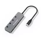 Wozinsky USB-C Alumínium HUB - 4x USB-A 3.0 Egyedi Kapcsolókkal - Szürke