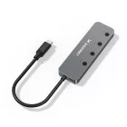 Wozinsky USB-C Alumínium HUB - 4x USB-A 3.0 Egyedi Kapcsolókkal - Szürke