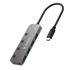 Wozinsky USB-C Alumínium HUB - 4x USB-A 3.0 Egyedi Kapcsolókkal - Szürke