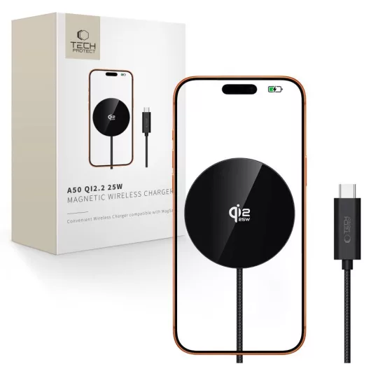 Tech-Protect A50 QI2.2 / MagSafe Töltő 25W - Fekete