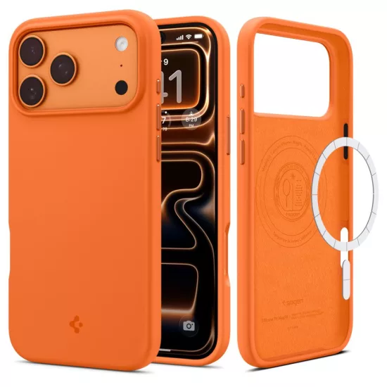 iPhone 17 Pro Tok - Spigen Silicone Fit MagFit - Narancs