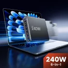 Tech-Protect DC240W-GaN Töltőállomás 240W - 4x USB-C + 2x USB-A - Fekete