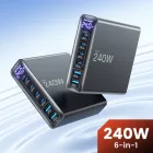 Tech-Protect DC240W-GaN Töltőállomás 240W - 4x USB-C + 2x USB-A - Fekete