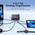 Tech-Protect DC240W-GaN Töltőállomás 240W - 4x USB-C + 2x USB-A - Fekete