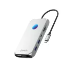 Orico XCR X1 12in1 RGB USB-C HUB - 2x USB-A 3.1 / 1x USB-A 2.0 / 1x USB-C PD 100W / 1x USB-C 3.1 / 2x HDMI 2.0 4K 60Hz / 1x VGA 1080p / 1x microSD/SD 3.0 / 1x RJ Gigabit Ethernet / 1x Audio CTIA 3.5mm - Szürke