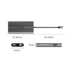 Orico XDR X33 12in1-ben USB-C HUB - USB-A / USB-C / 2x HDMI 4K 60Hz / DisplayPort 4K 60Hz / RJ45 Gigabit / PD 100W / SD microSD Kártyaolvasó - Szürke