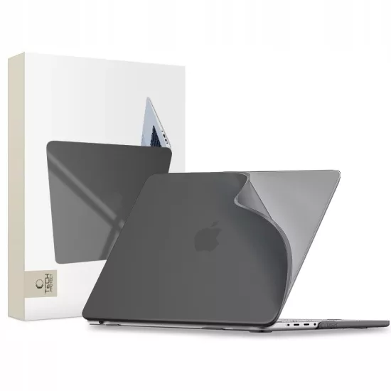 MacBook Pro 14" M1-M5 (2021-2026) Tok - Tech-Protect Softshell - Áttetsző-Fekete