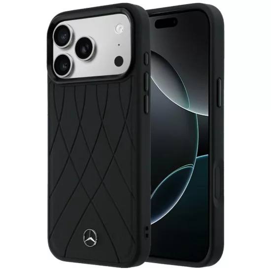 iPhone 17 Pro Max Tok - Mercedes Leather Crossed Lines MagSafe - Fekete