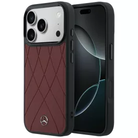   iPhone 17 Pro Max Tok - Mercedes Leather Crossed Lines MagSafe - Piros