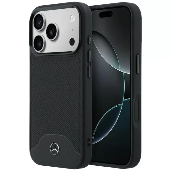 iPhone 17 Pro Tok - Mercedes Leather Wood Effect Curve MagSafe - Fekete