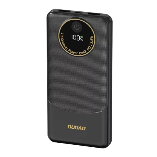 Dudao K12 Power Bank 10000mAh PD 22.5W - 2x USB-A + USB-C - Fekete