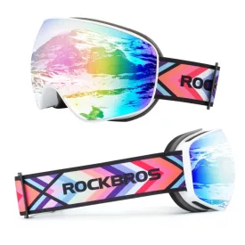   Rockbros SP284 Gyerek Síszemüveg - Páramentes - UV Szűrővel - Szürke Lencse Rózsaszín Tükörbevonattal - Fehér