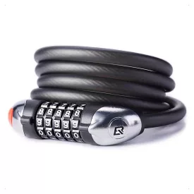   Rockbros RKS531 Kerékpárzár 5 Számjegyű Kóddal - 120cm Acélkábel - LED világítással - Fekete