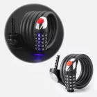 Rockbros RKS531 Kerékpárzár 5 Számjegyű Kóddal - 120cm Acélkábel - LED világítással - Fekete