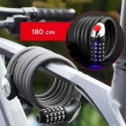 Rockbros RKS531 Kerékpárzár 5 Számjegyű Kóddal - 180cm Acélkábel - LED világítással - Fekete