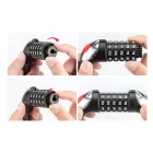 Rockbros RKS531 Kerékpárzár 5 Számjegyű Kóddal - 180cm Acélkábel - LED világítással - Fekete