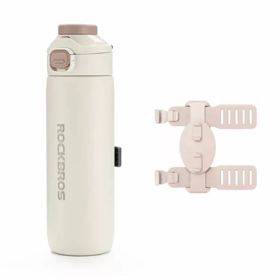Rockbros S550H-1 Hőszigetelt Kulacs Mágneses Tartóval és Rögzítőpánttal - 0.7L - Bézs