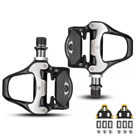 Rockbros LP-RD2BK Shimano SPD-SL Országúti Kerékpár Pedál Szett - Fekete-Ezüst