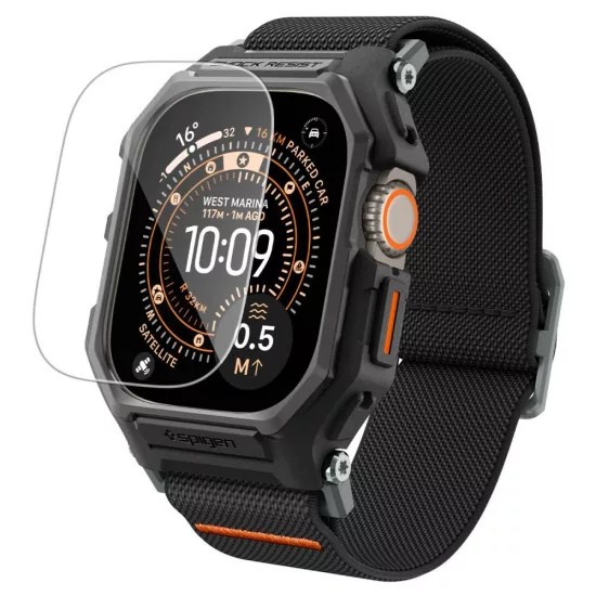 Apple Watch Ultra (49mm) Tok és Szíj + Kijelzővédő - Spigen Lite Fit Pro - Fekete