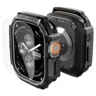 Apple Watch Ultra (49mm) Tok + Kijelzővédő - Spigen Rugged Armor - Fekete