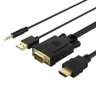 Orico XD-VATH VGA és 3.5 mm Mini Jack - HDMI Full HD 60Hz Kábel USB Tápellátással - 5m - Fekete