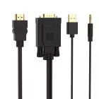 Orico XD-VATH VGA és 3.5 mm Mini Jack - HDMI Full HD 60Hz Kábel USB Tápellátással - 5m - Fekete