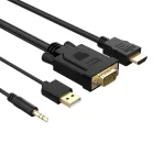 Orico XD-VATH VGA és 3.5 mm Mini Jack - HDMI Full HD 60Hz Kábel USB Tápellátással - 5m - Fekete