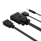 Orico XD-VATH VGA és 3.5 mm Mini Jack - HDMI Full HD 60Hz Kábel USB Tápellátással - 5m - Fekete