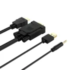 Orico XD-VATH VGA és 3.5 mm Mini Jack - HDMI Full HD 60Hz Kábel USB Tápellátással - 5m - Fekete