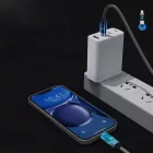 Orico USB-C - Lightning Kábel LED Kijelzővel - 2m 29W - Fekete-Szürke
