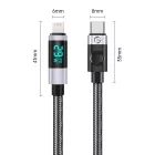 Orico USB-C - Lightning Kábel LED Kijelzővel - 1.5m 29W - Fekete-Szürke