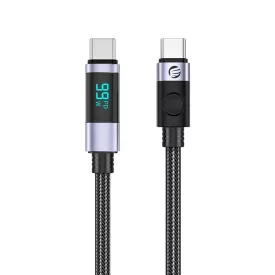   Orico USB-C - USB-C Kábel LED Kijelzővel - 3m 5A 100W - Fekete-Szürke