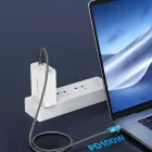 Orico USB-C - USB-C Kábel LED Kijelzővel - 3m 5A 100W - Fekete-Szürke