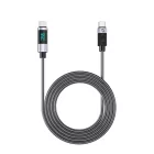 Orico USB-C - USB-C Kábel LED Kijelzővel - 2 m 5A 100W - Fekete-Szürke x 2 db