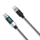 Orico USB-C - USB-C Kábel LED Kijelzővel - 2 m 5A 100W - Fekete-Szürke x 2 db