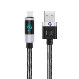   Orico USB-A - Lightning Kábel LED kijelzővel - 0.5m 2.4A 12W - Fekete-Ezüst