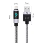 Orico USB-A - Lightning Kábel LED kijelzővel - 0.5m 2.4A 12W - Fekete-Ezüst