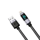 Orico USB-A - Lightning Kábel LED kijelzővel - 0.5m 2.4A 12W - Fekete-Ezüst